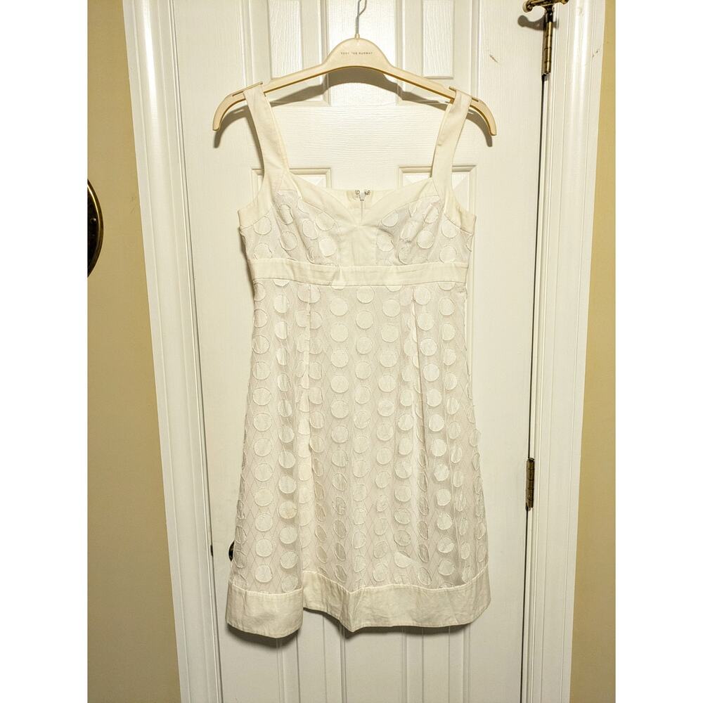 Adrianna Papell - Ivory Polka Dot Textured Fit & Flare Dress - Sz 6 - EUC